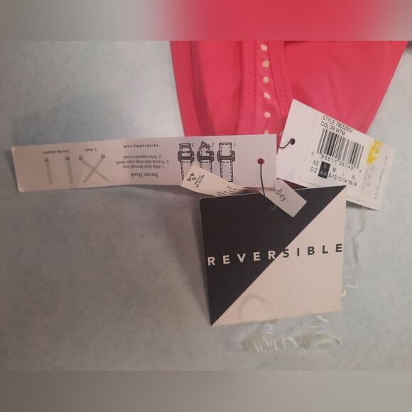 VERA BRADLEY REVERSIBLE PINK POLKA DOT SWIM TOP S - Picture 3 of 4